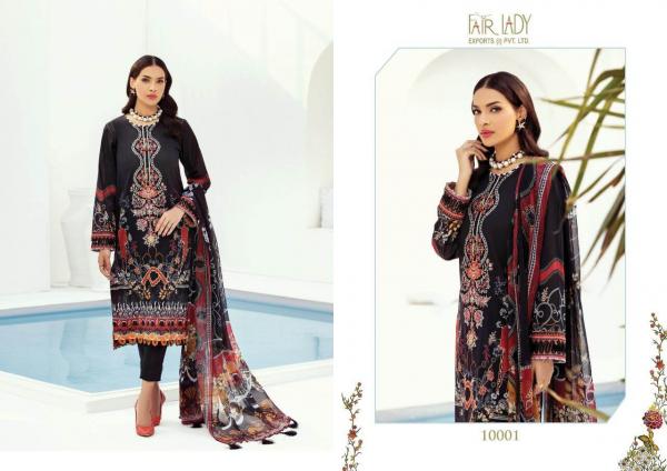 Fair Lady Farasha Lawn Satin Designer Embroidery Pakistani Salwar Collection